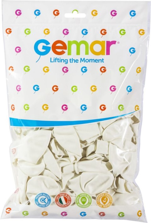 Balon gumowy biały pastelowy 100 szt biały 300mm 12cal Godan (g110/01)