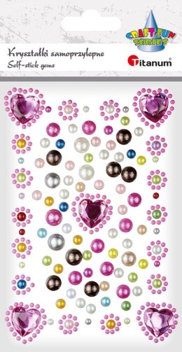 Kryształki Craft-Fun Series samoprzylepne serca, perełki mix Titanum