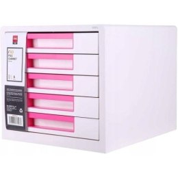Pojemnik z szufladami różowy 5 szuflad [mm:] 277x344x259 Deli (EZ01043)