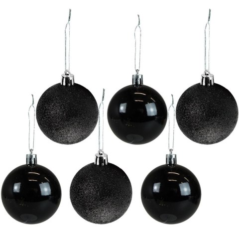 Bombki Zestaw bombek czarno-brokatowych (6 szt.) Arpex (BN6156) Bombki Zestaw bombek czarno-brokatowych (6 szt.) Arpex (BN6156)