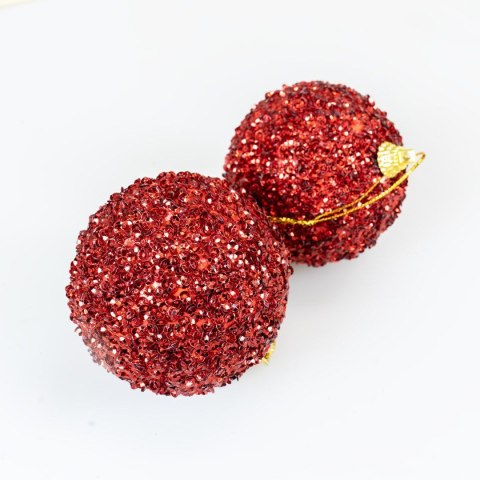 Bombki błyszczące (2 szt.) - czerwone plastik Arpex (BN6491CZE-6118)