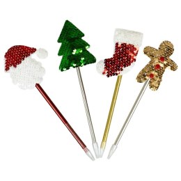 Długopis z cekinowymi ozdobami świątecznymi w displayu Arpex (BN6781-DIS)