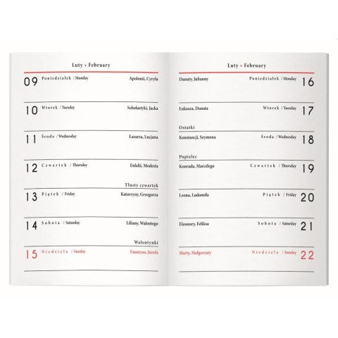 Kalendarz książkowy (terminarz) miękka oprawa HYBRYDA Interdruk (64 stony)