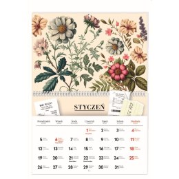 Kalendarz ścienny KWIATY 250mm x 175mm Interdruk (z kieszenią)