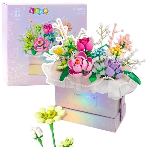 Klocki konstrukcyjne Kompozycja W Pudełku Box Kwiatowy Fioletowy LED 706el. Lean (26708)