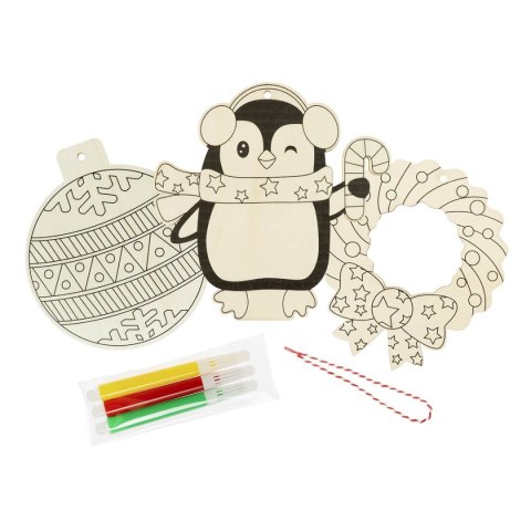 Ozdoba świąteczna Drewniana ozdoba zrób to sam - zimowe wzory Arpex (BN5968)