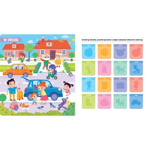 Książka dla dzieci W podróży. Książeczka z okienkami. 100 okienek - 100 słów Aksjomat Książka dla dzieci W podróży. Książeczka z okienkami. 100 okienek - 100 słów Aksjomat