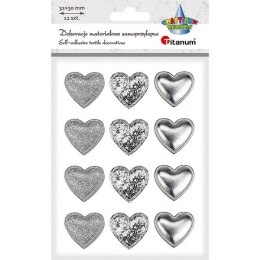 Ozdoba materiałowa Craft-Fun Series samoprzylepna Srebrne serduszka Titanum (BJ25042712)