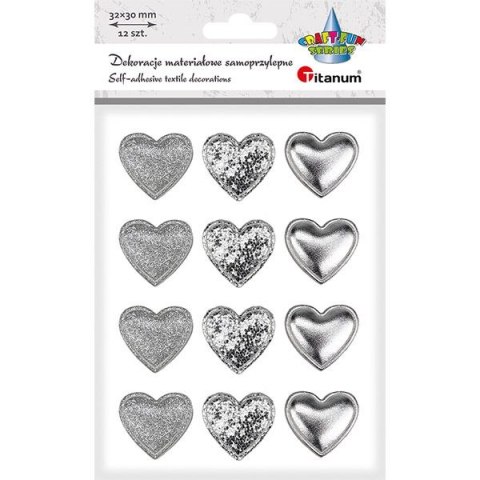Ozdoba materiałowa Craft-Fun Series samoprzylepna Srebrne serduszka Titanum (BJ25042712)