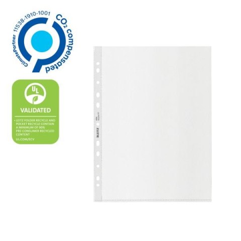 Koszulki na dokumenty Re:cycle A4 kolor: przezroczysty 90 mic. Leitz (47911003)