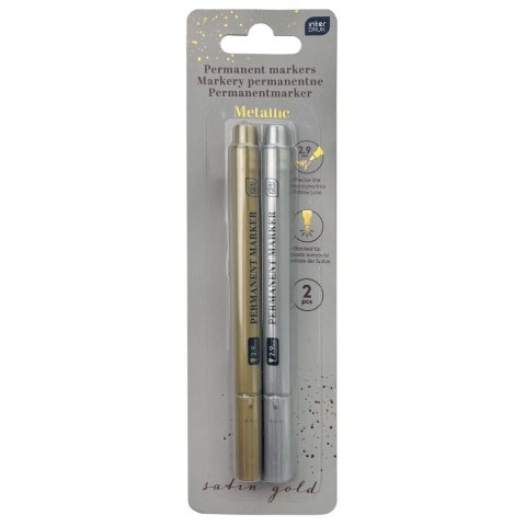 Marker permanentny METALICZNE 2SZT wkład mix okrągła końcówka Interdruk