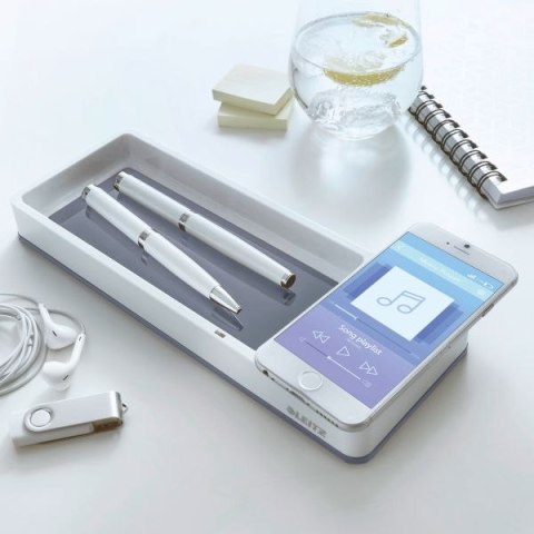 Pojemnik na długopisy WOW DUO biały polistyren PS Leitz (53651001)