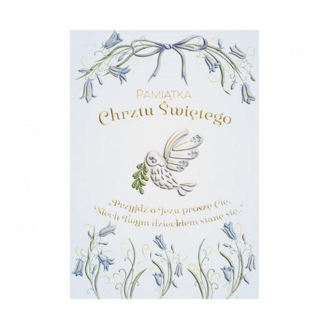Kartka składana Karnet A5 Chrzest gołąbek w kwiatach chłopiec Henry (5908451982225)