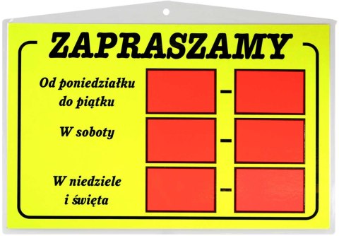 Tabliczka informacyjna zapraszamy A4 [mm:] 297x210 Zbimar