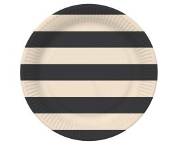 Talerz jednorazowy paski czarno beżowe papier śr. 180mm 6 szt Godan (PG-TPA3)