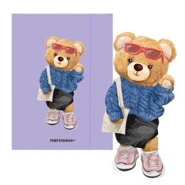 Teczka kartonowa na gumkę Teddies& Misia A4 fioletowy 270g Narcissus