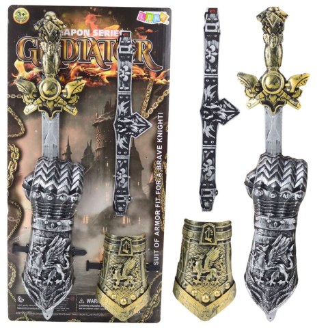 Zestaw rycerski Gladiator Miecz Ochraniacze Pas Zdobione Lean (24294)