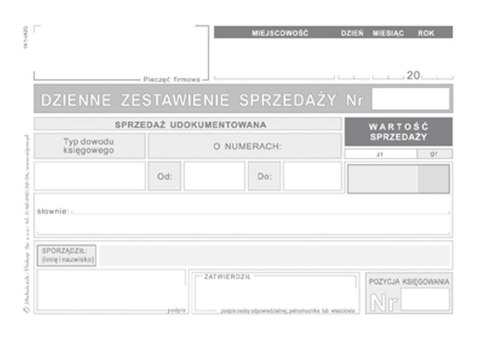 Druk offsetowy dzienne zestawienie sprzedaży A6 50k. Michalczyk i Prokop (K-14)