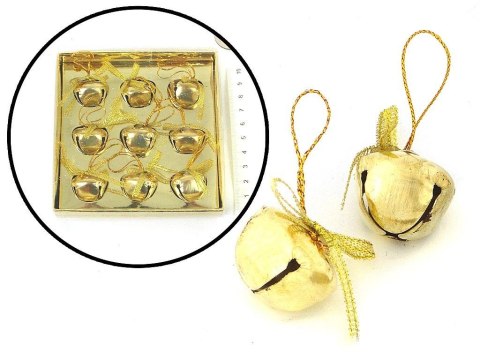 Ozdoba świąteczna zawieszki dzwoneczki złote 9szt. One Dollar (399389)