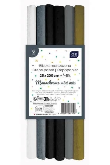 Bibuła marszczona MONOCHROME mix 250mm x 200mm Interdruk