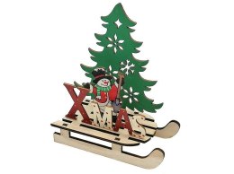 Ozdoba świąteczna bałwanek na saniach, drewniany Adar (360099)