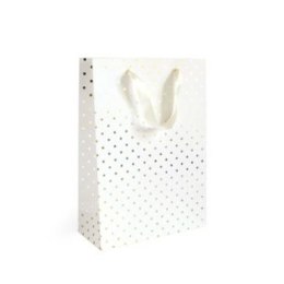 Torba prezentowa biała w złote kropki, L [mm:] 330x100x 240 Argo (257026)