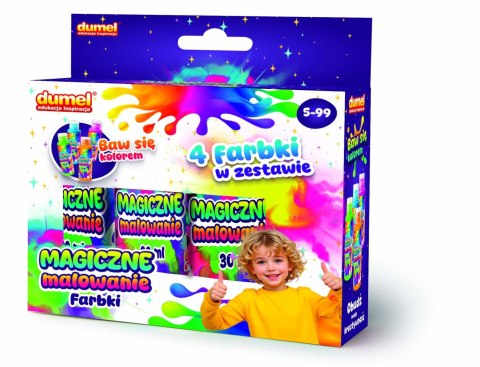 Zestaw kreatywny dla dzieci MAGICZNE MALOWANIE 4×60ml FARBKI Dumel (DD30619)