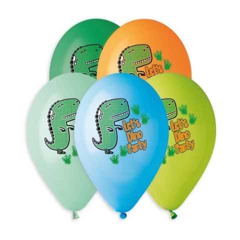 Balon gumowy Premium Hel Lets Dino Party 13 cali/5 szt. mix 13cal Godan (GS120/854)