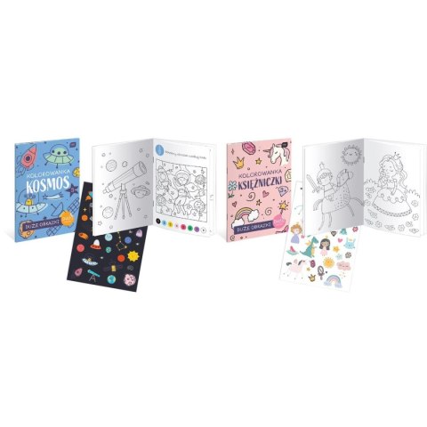 Kolorowanka KOSMOS KSIĘŻNICZKI z naklejkami 5902277351999 Interdruk (A4/16)