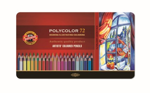 Kredki ołówkowe profesjonalne Koh-I-Noor Polycolor 72 kolory w metalowym pudełku (3827)