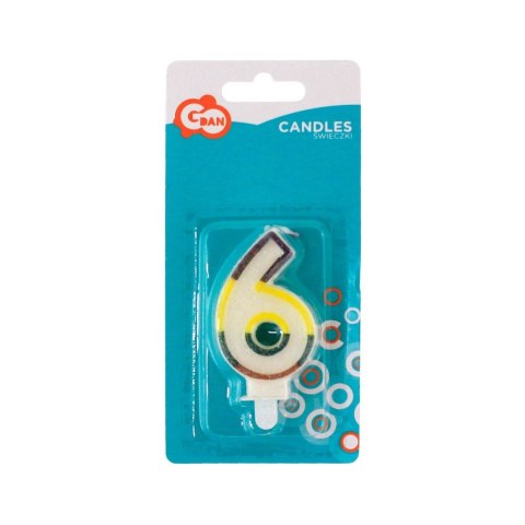 Świeczka urodzinowa cyferka z brokatem 6 Godan (SZ101007/6)