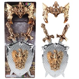 Zestaw rycerski Tarcza Dwa Miecze Maska Srebrny Złoty Orzeł Lean (24289)