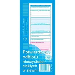 Druk samokopiujący potw.odbioru niczystości ciekł. transport do stacji paliw 1/3 A4 80k. Michalczyk i Prokop (S-100-8)