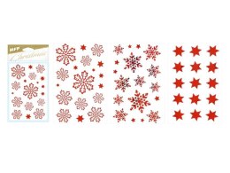 Naklejki świąteczne śnieżynki czerwone świąteczne (8882326)