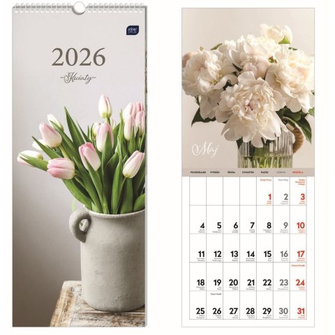Kalendarz ścienny paskowy 170mm x 410mm Interdruk (KWIATY)