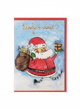 Kartka składana Karnet B6 BN mikołaj z prezentami B6 Henry (5908451981549)