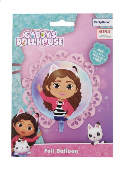 Balon foliowy pastylka z falbanką Koci Domek Gabi Partydeco (FB317)