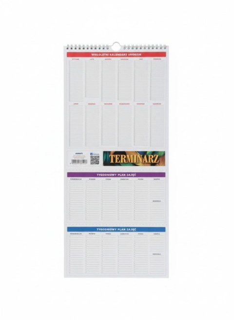 Kalendarz ścienny TERMINARZ wieloplanszowy paskowy 220mm x 490mm Avanti (KPD-6)