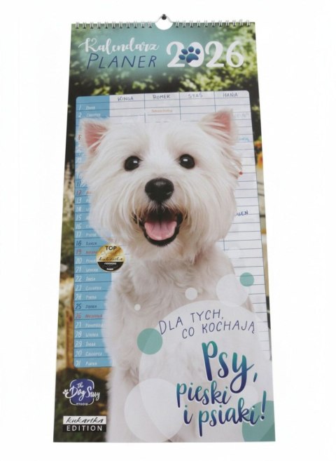 Kalendarz ścienny planer PSY 450mm x 210mm Kukartka (KALP)