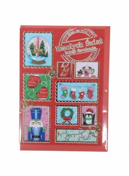 Kartka składana Karnet B6 BN znaczki świąteczne B6 Henry (5908451981532)