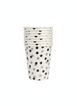 Kubek jednorazowy Confetti Silver-Black papierowe papier 250ml Paw (PC8000508)
