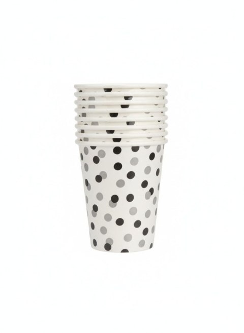 Kubek jednorazowy Confetti Silver-Black papierowe papier 250ml Paw (PC8000508)