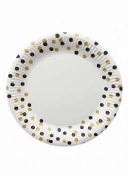 Talerz jednorazowy Confetti gold-Black papier śr. 230mm 8 szt Paw (PPL8000509)