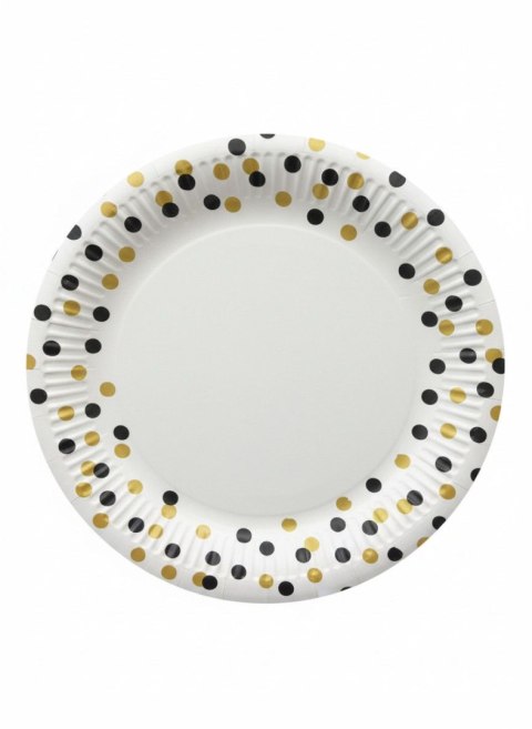 Talerz jednorazowy Confetti gold-Black papier śr. 230mm 8 szt Paw (PPL8000509)