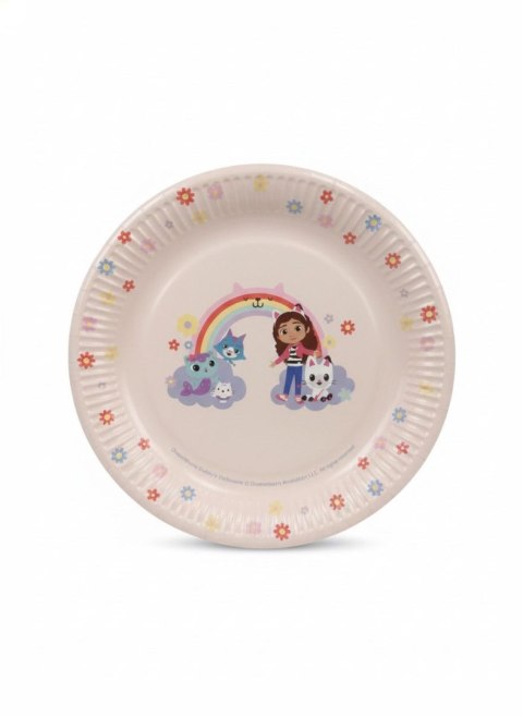 Talerz jednorazowy Koci Domek Gabi papier śr. 230mm 6 szt Partydeco (TPP104)