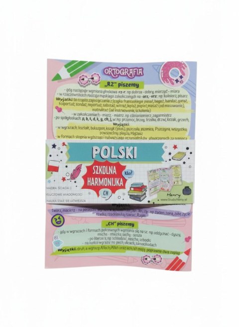 Książeczka edukacyjna Ściąga harmonijka Polski interpunkcja i ortografia Henry (5905701489206)
