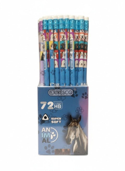 Ołówek trójkątny ANIMALS 215031 HB Cresco (Z GUMKĄ)