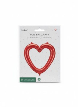 Balon foliowy Serce ramka, 86x83.5 cm, czerwony Partydeco (FB207P-007)