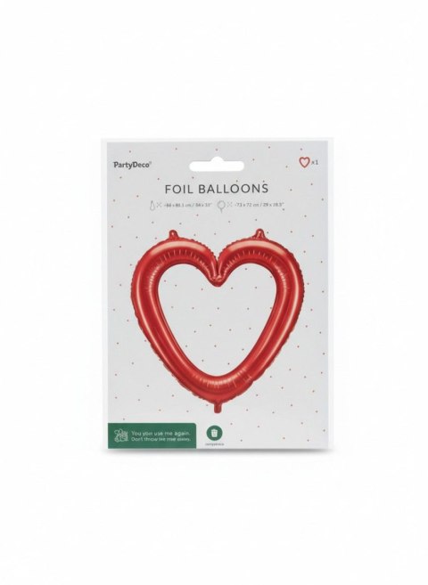 Balon foliowy Serce ramka, 86x83.5 cm, czerwony Partydeco (FB207P-007)