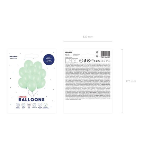 Balon gumowy Party Deco BALONY STRONG pastelowy 10 szt pistacjowy 270mm Partydeco (SB12P-096-10)